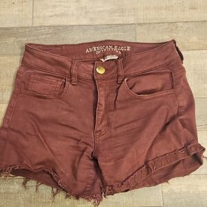 American Eagle Outfitters Women's Maroon Jean Shorts